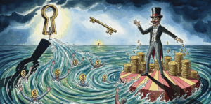 ponzi scheme depiction surreal