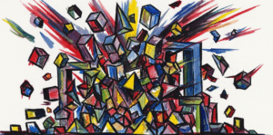 ponzi scheme depiction german expressionism watercolor