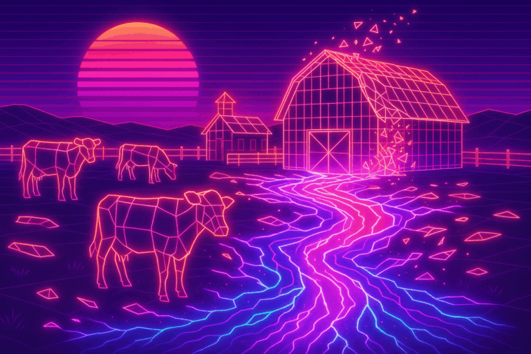 cow farm wireframe waterway pollution