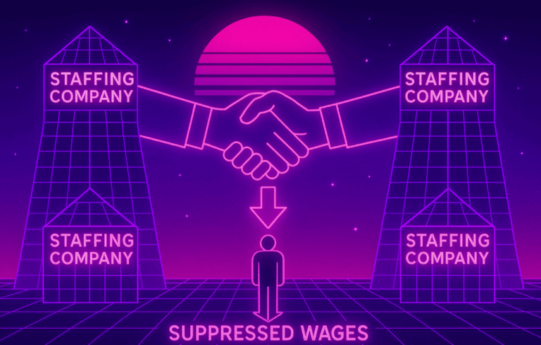 three staffing companies colluding to suppress wages