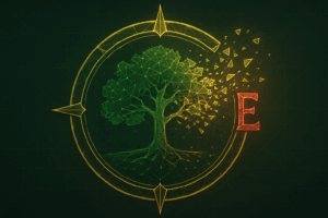 oak tree within compass with the e emphasized