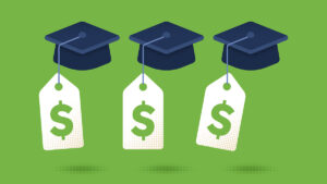 student loans wallpaper graduation cap dollar sign tag